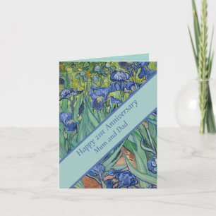 21e bruiloft Jubileum Blue Iris Kaart