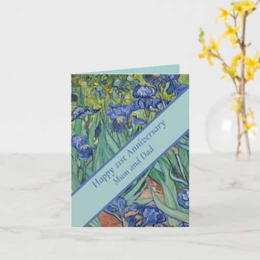 21e bruiloft Jubileum Blue Iris Kaart (Gele Bloem)
