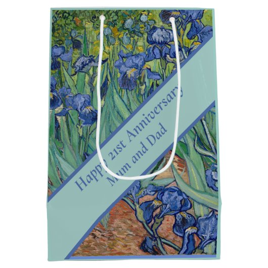 21e bruiloft Jubileum Blue Iris Medium Cadeauzakje (Achterkant)