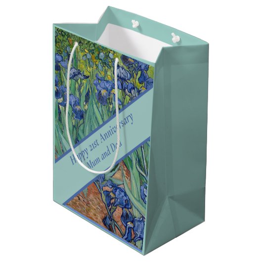 21e bruiloft Jubileum Blue Iris Medium Cadeauzakje (Achterkant Gekanteld)