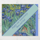 21e bruiloft Jubileum Blue Iris Sparkling Wijnetiket (Enkel label)