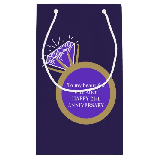 21e bruiloft Jubileum Iolite paarse edelsteenring Klein Cadeauzakje (Achterkant)