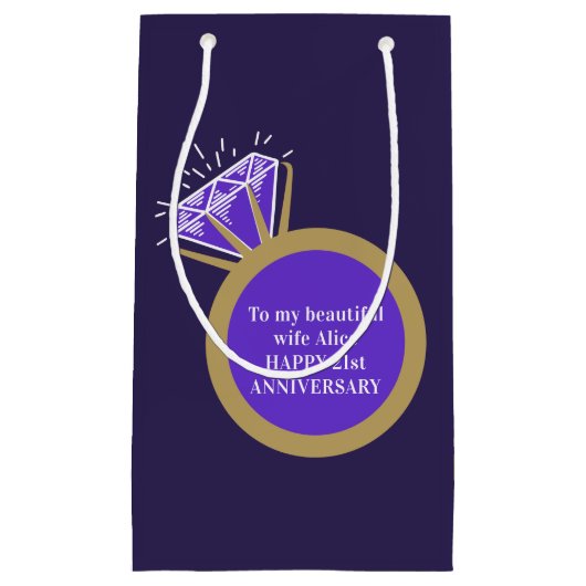 21e bruiloft Jubileum Iolite paarse edelsteenring Klein Cadeauzakje (Voorkant)