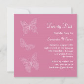 21e Butterfly Birthday Invitation (roze) Kaart (Voorkant)