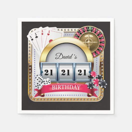 21e Casino Poker-spelkaart Birthday Napkins Servet (Voorkant)