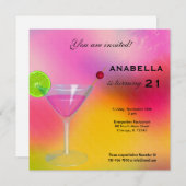 21e Cocktail Verjaardag Uitnodiging (Voorkant / Achterkant)