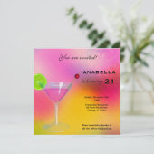 21e Cocktail Verjaardag Uitnodiging (Staand voorkant)