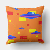 21e-eeuwse Mid-moderne UFO Patrol Ken Gage Kussen (Achterkant)