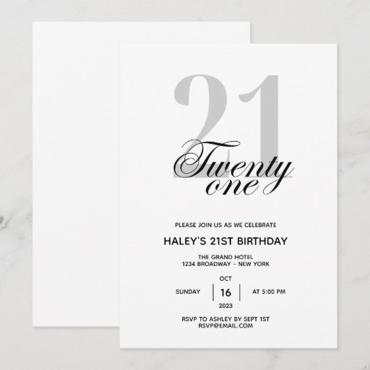 21e geboorte-dag-minimaal voor beelden kaart (Voorkant / Achterkant)