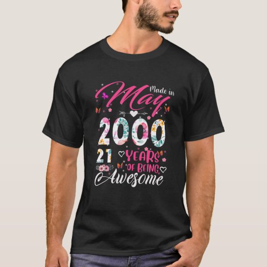 21e geboortedag van vrouwen in mei 2000 t-shirt (Voorkant)