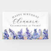 21e Gelukkige Verjaardag Banner Blauw Juli Geboort (Horizontaal)