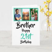 21e gelukkige verjaardag broerfoto collage Kaart (Gele Bloem)