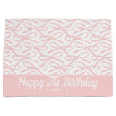 21e Gelukkige Verjaardag Roze Bow Witte Gift Bag Groot Cadeauzakje (Voorkant)