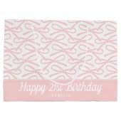 21e Gelukkige Verjaardag Roze Bow Witte Gift Bag Groot Cadeauzakje (Achterkant)