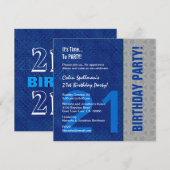 21e gerecycleerd vogelblauw- en zilverpatroon kaart (Voorkant / Achterkant)