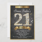 21e Gouden Diamant Chalkboard Verjaardag Uitnodigi Kaart (Voorkant)