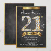 21e Gouden Diamant Chalkboard Verjaardag Uitnodigi Kaart (Voorkant / Achterkant)