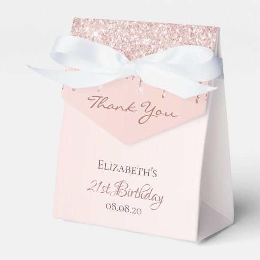 21e gouden glitter glitter glitter glanzend roos b bedankdoosjes (Voorkant Zijde)