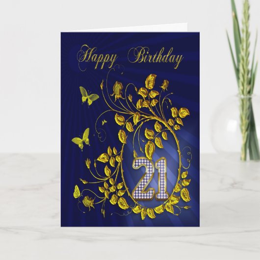 21e gouden vlinders van Birthday Kaart (Voorkant)