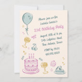 21e grillige Doodle Hand getrokken verjaardagsfees Kaart (Voorkant)