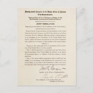 21e grondwetswijziging Verbod Briefkaart