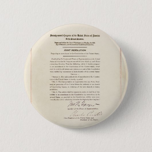 21e grondwetswijziging Verbod Ronde Button 5,7 Cm (Voorkant)