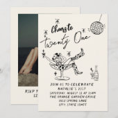 21e Hand Getrokken Cowgirl Kustfoto Verjaardag Kaart (Voorkant / Achterkant)