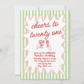 21e Hand Getrokken Kleurrijke Strepen Foto Verjaar Kaart (Voorkant)