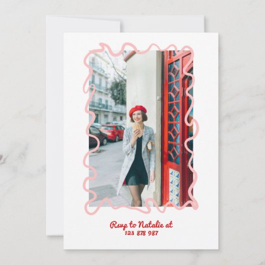 21e Hand Getrokken Kleurrijke Strepen Foto Verjaar Kaart (Achterkant)