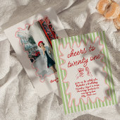 21e Hand Getrokken Kleurrijke Strepen Foto Verjaar Kaart