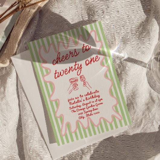 21e Hand Getrokken Kleurrijke Strepen Leuke Verjaa Kaart