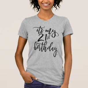 21e handgeschreven script op jaardag t-shirt