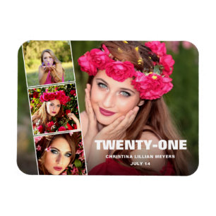 21e Happy Birthday 4 Foto Collage Magneet