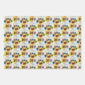 21e Happy Birthday Bright Typografie ballonnen Inpakpapier Vel (Voorkant)