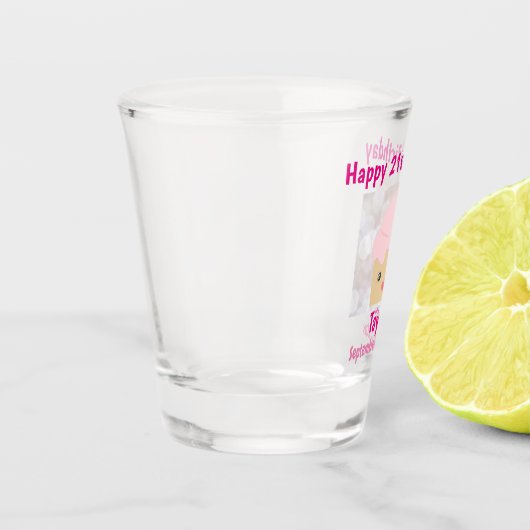 21e Happy Birthday Cute Pink Cupcake Souvenir Shot Glas (Links)