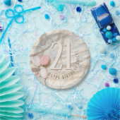 21e Happy Birthday Naam Ballonnen Abstract Papieren Bordje (Feest)