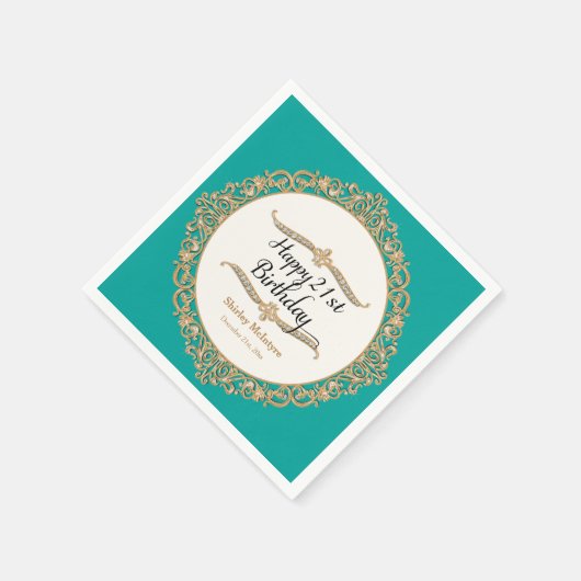 21e Happy Birthday Party Celebration Ronde Decor Servetten (Hoek)