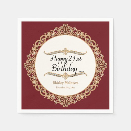 21e Happy Birthday Party Celebration Ronde Decor Servetten (Voorkant)