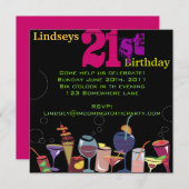 21e Happy Birthday Party Invitation Invite Kaart (Voorkant / Achterkant)