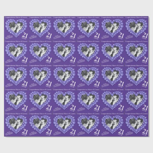 21e huwelijksverjaardag paarse Iolite foto Cadeaupapier (Vlak)
