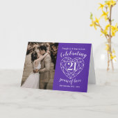 21e Iolite Bruiloft Jubileum hart Kaart (Gele Bloem)