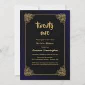 21e jaardag zwart-wit en gouddiner kaart (Voorkant)