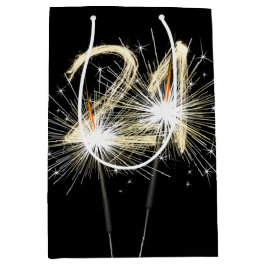 21e jaarsparklers op zwart medium cadeauzakje