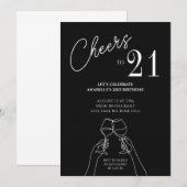 21e juichfeest Elegante verjaardagsuitnodiging Kaart (Voorkant / Achterkant)