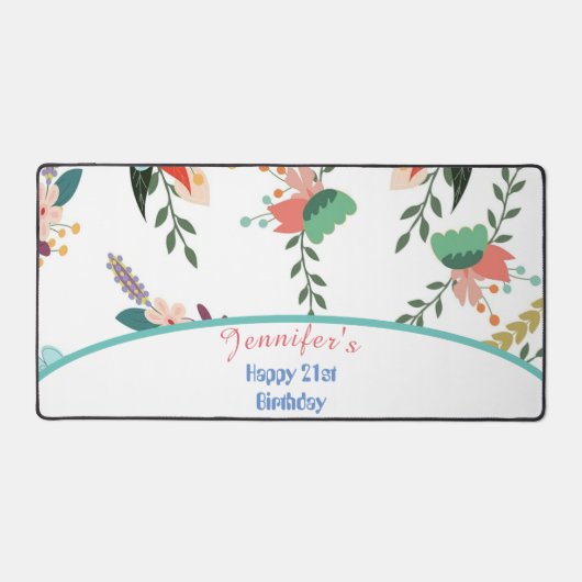 21e kleurrijke bloemen cadeau Verjaardag Bureaumat (Voorkant)