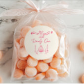 21e Levendige Roze Hand Getrokken Cake Kaarsen Ver Ronde Sticker