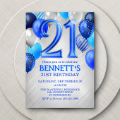 21e Mannen blauwe verjaardagsuitnodiging Kaart