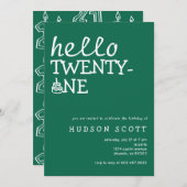 21e Mannen Hallo verjaardagsfeest Kaart (Voorkant / Achterkant)