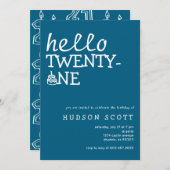 21e Mannen Hallo verjaardagsfeest Kaart (Voorkant / Achterkant)