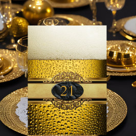 21e Mans Beer Black Gold Birthday Party Kaart